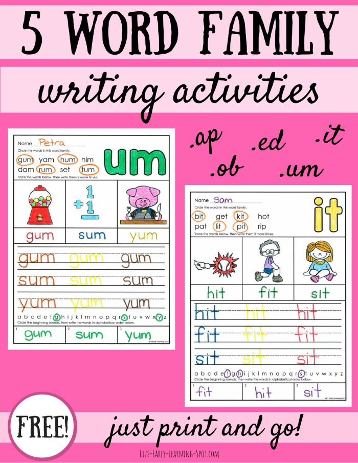 5 Word Family Writing Activities | Liz's Early Learning Spot