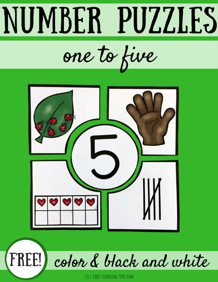 free counting number puzzles for one to five lizs early learning spot